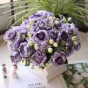 Artificial Flowers, Purple Fake Peony Silk Peonies Bulk Flower Arrangements Table Centerpieces Wedding Bouquets for Party Home Cemetery Décor