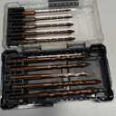 Masonry Drill Bit Set 10 Pcs (1/8"-1/2"), Four Blade Serrated Eccentric YG6T Carbide Drill Bits for Concrete, Cement, Brick, Tile, Marble, Glass and Wood, 1/4" Hex Shank, with Storage Case, Brown