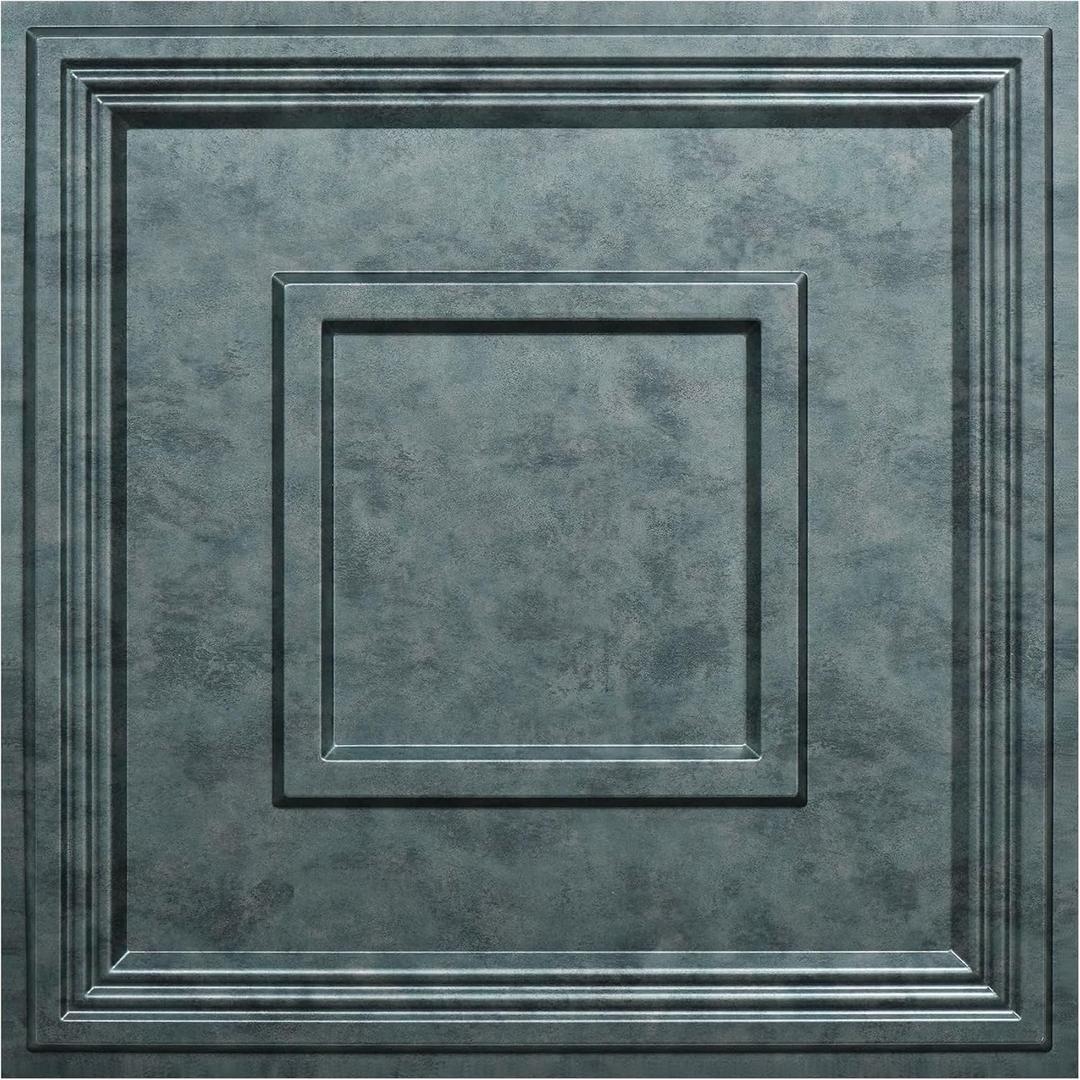 STICKGOO Glue-Up Ceiling Tiles, Antique Green Bronze, 24 x 24 in, 12 Pack