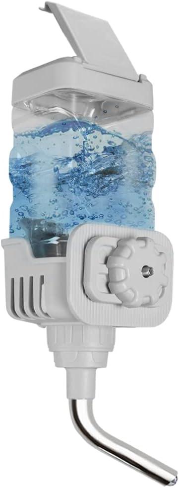 Vannon Small Animal Water Dispenser for Cage, 30oz Auto Feeding Crate Water Bottle for Rabbit, Chinchilla, Ferret, Guinea Pig, Squirrel, Hedgehog, Pet Nozzle Diameter: 10mm, BPA Free, Grey