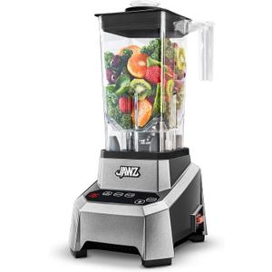 JAWZ High Performance Blender, 64 Oz Professional Grade Countertop Blender, Juicer, Smoothie or Nut Butter Maker, Precision Smart Touch Variable Speed, Stainless Steel Blades, Silver
