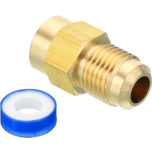 PATIKIL Brass Flare Tube Fitting, Union Coupling Gas Adaptor 5/16" SAE 45 Flare Male to 1/8" NPT Female Pipe Connector Adapter with PTFE Tape for Refrigeration Gas System
