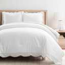 Lush Decor Coastal Chic Scalloped Edge Comforter Set, 3 Piece Set King/California King, Neutral & White - King Bedding Set - White Comforter King Size - Coastal Decor
