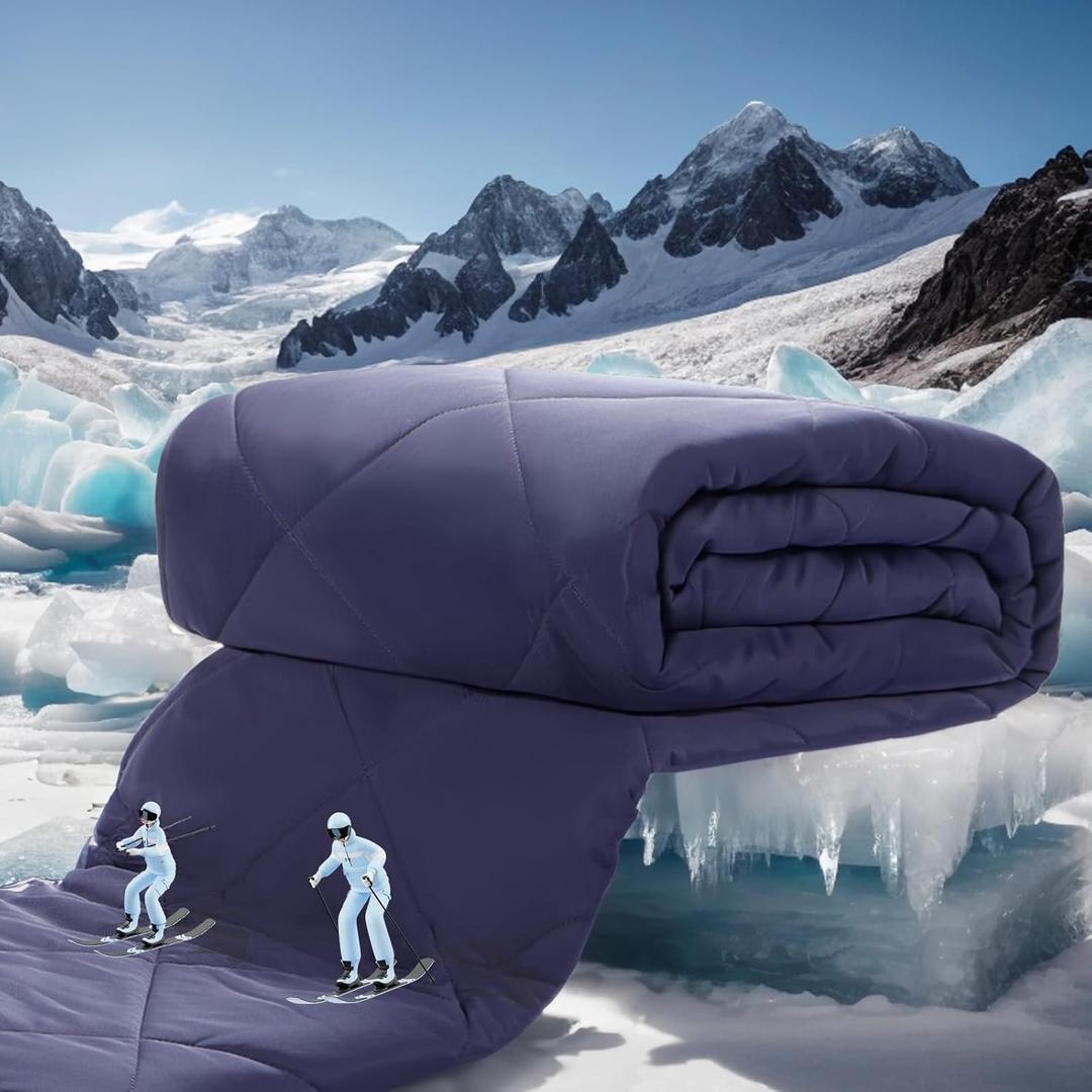 ZonLi Cooling Blanket for Hot Sleepers 50"x70", Q-Max 0.5 Lightweight Cool Touch Breathable Summer Blanket for Night Sweats, All-Season Cold Blankets, Dusk Blue