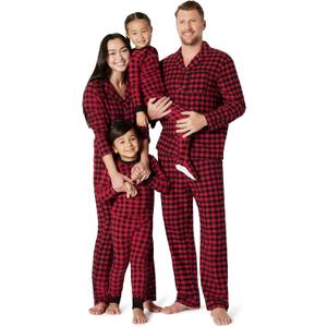 Amazon Essentials Matching Holiday Family Pajama Sets (Small, Classic Buffalo Check)