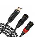 USB C to Dual XLR Male Audio Cable,6.6FT USB C to 2 Male XLR Stereo Power Amplifier Cable for Mobile Phone USB C Connection Active Speaker,Power Amplifier Audio Cable