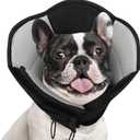 AOFITEE Dog Cone - Soft Dog Cone to Stop Licking, Comfy Cones for Dogs After Surgery, Adjustable Dogs Cones Collar Elizabethan Pet E-Collar for Medium Pets, Pet Recovery Collar, Black, Medium
