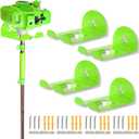 Upgraded Trimmer Rack Wall Mount - 8" Heavy Duty Weed Eater Hanger for Garage Wall, Garden Power Tool Holder Organizer Hooks for Grass Trimmer, Hedge Trimmer, Leaf Blower and Chainsaw, Green, 4 Pack