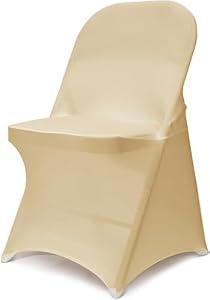 AZAMIA Stretch Folding Chair Covers 30pcs Spandex Chair Covers Protector for Wedding Party Dining Banquet, Washable Universal Fitted Chair Slipcovers for Celebration Birthday (Champagne, 30pcs)