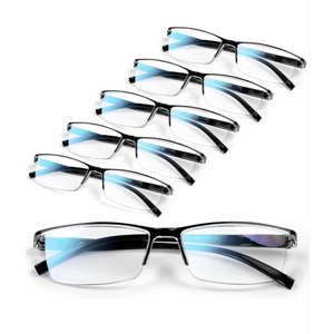 6 pack Executive Style Reading Glasses Men - Durable Readers with 99% Blue Light Blocking - Comfortable Fit with TR90 Frames, +1.75