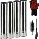 KOMCLUB Stove Pipe Stainless Steel Flue Chimney Extension Stove Pipe 4 pcs Straight Chimney Tube Set for Wood Stoves, Fireplaces, Furnaces, Boilers, Stoves, Ranges, Water Heaters 2.36" x 45.47"