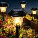 BEAU JARDIN 8 Pack Solar Pathway Lights Outdoor Solar Powered Light Waterproof Glass High Lumen for Garden Landscape Path Yard Walkway Patio Driveway Outside White Color Changing Black