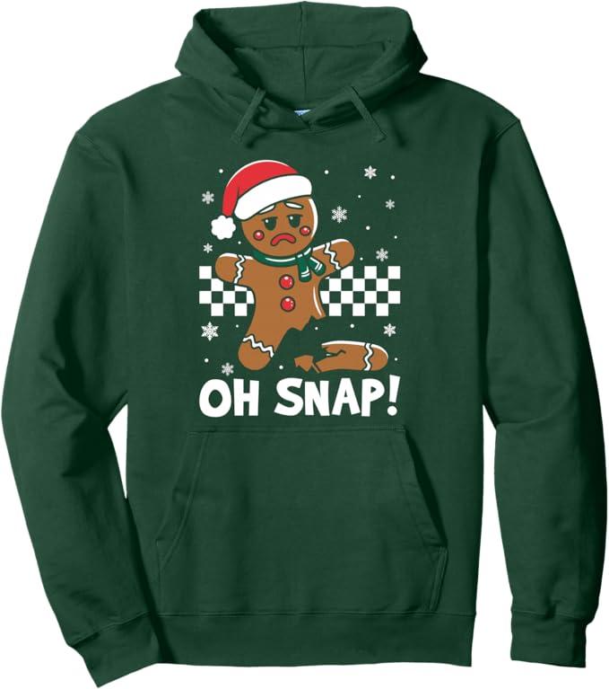 Christmas Pajamas Oh Snap Gingerbread Christmas Cookie Pullover Hoodie, Size 2 XL