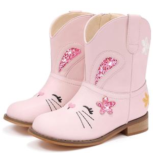 Parrosoo Toddler Cowboy Boots Little Girls Cowgirl Boots Pink Kids Boot Size 11 Ankle Zipper Bunny Western Boy Cowboy Horse Riding Shoes Birthday Party Wedding (8601 Ra Pink 11)