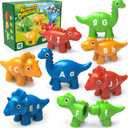 26PCS Dinosaur Alphabet Learning Toys for Kids Ages 3-5, Double-Sided ABC Matching Game with Uppercase Lowercase, Montessori Educational Fine Motor Toys, Preschool Sensory Sorting Toy Gift
