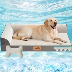 Large Dog Bed with Cooling Gel Memory Foam, Orthopedic Waterproof Pet Bed with Washable Cover & Non-Slip Bottom, Cooling Dog Couch Bed, Size: 40"*31.9 "8.1"