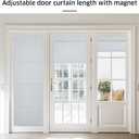 NICETOWN Magnetic Blackout Door Blinds, No Drill Roll Up French Door Curtain for Window, Thermal Insulated Light Blocking Shades for Sidelight Glass Window, 24" W x 64" L, Greyish White, 1 Panel