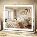 ROLOVE 23"x 18" Large Vanity Mirror with Lights, LED Makeup Mirror for Dresser and Desk, 10X Magnification, Dimmable Touch Control, Wall Mounted or Tabletop Mirror for Bedroom (White)