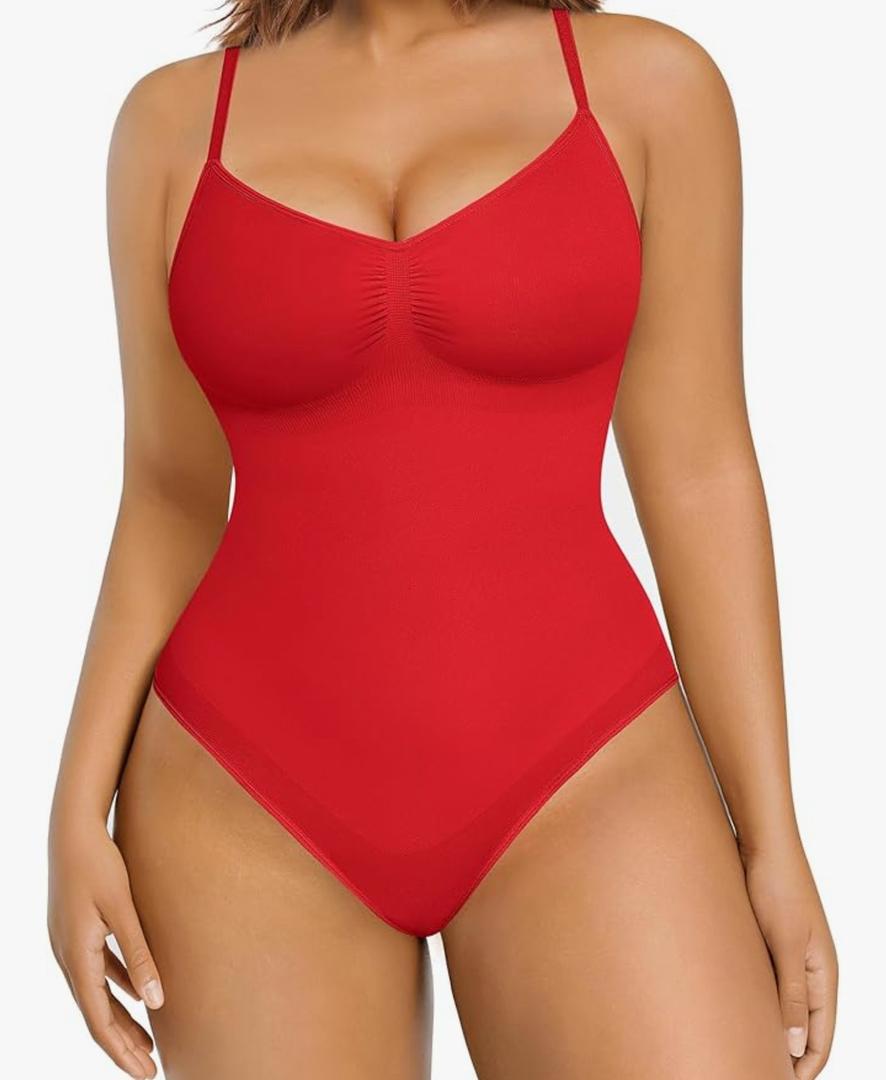 FeelinGirl Body Shaper Tummy Control Bodysuit Shapewear Seamless Waist Trainer Butt Lifter Red 3XL/4XL