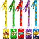 5 Sets Colored Hero ID Badge Holder with Lanyard Detachable Lanyard with Cute ID Card Holder Silky Strap Neck Clip Clasp Hard Name Case for School Kids Boys Students Teens
