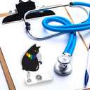 2 x Nurse Badge Reel, LGBT Black Cat with Rainbow Flag Gay Pride, Retractable for Nurse Name Tag Card, Funny Pride LGBTQ Rainbow Nursing Doctor Medical Work Office Alligator Clip