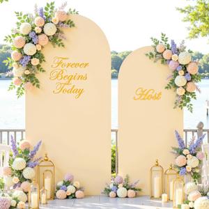 Champagne Arch Covers 2 Set 7.2 and 6ft Champagne Arch Backdrop Cover Spandex Fitted Wedding Arch Stand Covers for Birthday Party Baby Shower Bridal Shower Wedding Banquet Photo Balloon Arch Backdrop