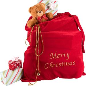 Kangroo Santa Claus Christmas Sack Bag - Drawstring Bag, Costume Sacks for Presents, Kids Stocking Stuffer, Bags for Gifts 28 x 32 In