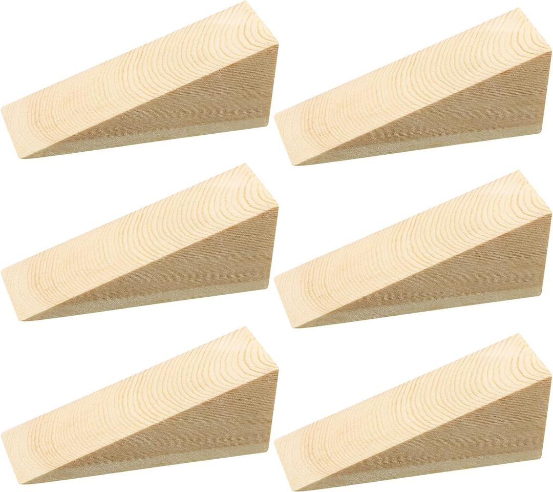 6 Pcs Wooden Door Stopper Wedge Non Slip Firefighter Wood Door Stopper Wedge for Most Surfaces Solid Block