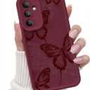 for Samsung Galaxy A35 5G Case, Creative Butterfly Pattern Design for Girl Women, Soft Silicone Shockproof Anti-Scratch Protection Phone Cover for Galaxy A35 (Burgundy Red Butterfly)