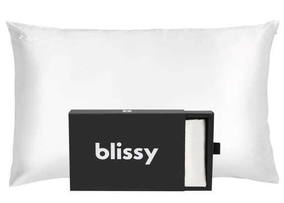 Blissy Silk Pillowcase - 100% Pure Mulberry Silk - 22 Momme 6A High-Grade Fibers - Pillow Cover for Hair & Skin - Regular, Queen & King with Hidden Zipper (King, Blissy White)