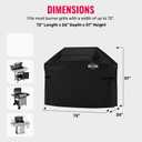 Grillman Heavy Duty BBQ Grill Cover for Outdoor Grill, 72 Inch Waterproof, Weather Resistant, UV & Fade Resistant with Adjustable Straps Gas Grill Cover for Weber, Genesis, Charbroil, etc. Black