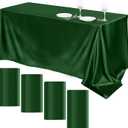 TURSTIN 4 Packs Satin Tablecloth 102 x 58 Inch Overlay Satin Table Cover Rectangle Bright Silk Tablecloth Smooth Fabric Table Decoration for Wedding Banquet Party Events, Dark Green