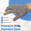 Metal Mesh Gloves (XXS~XL), Anti-cut Gloves, Butcher's Gloves Food Grade Stainless Steel Metal Mesh Gloves (Gray, L)