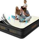 Queen Air Mattress with Built-in Pump,18'' Foam Topper Inflatable Mattress,Luxury Blow Up Mattress 2 Mins Self-Inflation/Deflation - Breathable and Flatness-Free for Camping, Home & Guests