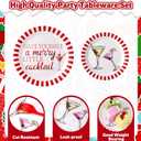 Shellwei 350 Pcs Christmas Party Supplies White Red Striped Paper Plates and Napkins Cups Have Yourself a Merry Little Cocktail Tableware Set for Christmas Carnival Party Decoration, Serves 50