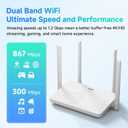 DBIT AC1200 WiFi Router 2.4GHz +5GHz Dual Band MU-MIMO Wireless Internet Router with 4 Gigabit Ethernet Ports, 4 x 5dBi Antennas, Bridge & Repeater Mode, EasyMesh, Guest Network (T18-21K)