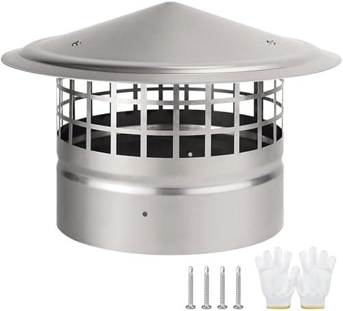 8 Inch Cone Top Chimney Cap with Screen,8" Round Roof Rain Chimney Cover Fireplace Wood Stove Pipe Rain Cap Fireplace Exhaust Roof Vent Cover Guard-304 Stainless Steel, Maximize Airflow Better Vent