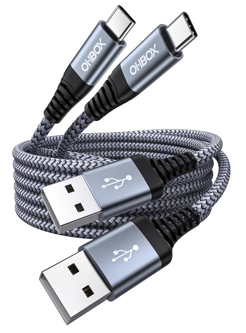 USB to USB C Cable 60W Fast Charging [2 Pack 6FT], USB A to USB C Cable for CarPlay, Durable Braided USB Type C iPhone Charger USBC Cord for iPhone 17/16/15/Pro Max/Plus, Samsung Galaxy S23 and More