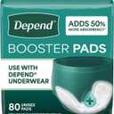 Depend Booster Pads for Adult Incontinence, Unisex, 80 Count