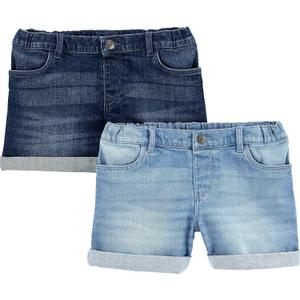 Simple Joys by Carter's Girls' Denim Shorts, Pack of 2 (Dark Denim/Light Denim)