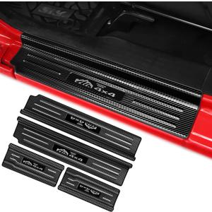 4PCS Car Door Sill Protector for Jeep Wrangler JL JLU 2018-2025 &Gladiator JT 2020-2025,Stainless Steel Material Door Sill Guards for Wrangler Accessories,4 DoorCarbon Fiber