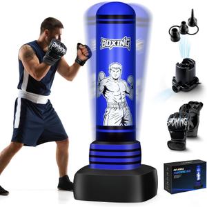 Freestanding Punching Bag for Adults Teens, 70'' Heavy Boxing Bag with Gloves and Pump, Women Men Stand Kickboxing Bags, Upgraded Big Base Boxing Equipment Set for Training MMA Fitness Home Gym