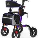 Walkers for Seniors, Rollator Walker with Seat, 350 lb Weight Capacity, 18" Big Seat, 8" All-Terrain Wheels, 6-Level Adjustable Height, Lightweight Aluminum Frame Rollator Walkers for Seniors (Purple)
