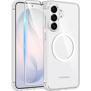 FNTCASE for Samsung Galaxy S26 Case: [Fit for Magsafe] [Screen Protector] Anti Yellowing Transparent Clear Military Grade - Shockproof Protective Phone Cover for Samsung S 26 - Clear