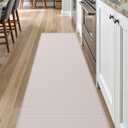 DEXI Kitchen Floor Mats Cushioned Anti Fatigue, 17x59, Large Long Standing Runner Rug Waterproof, Comfort Memory Foam Padded for Front Sink Laundry,Beige White