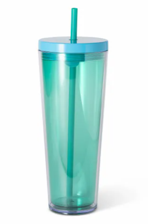 Tumbler Green 24Oz With Straw