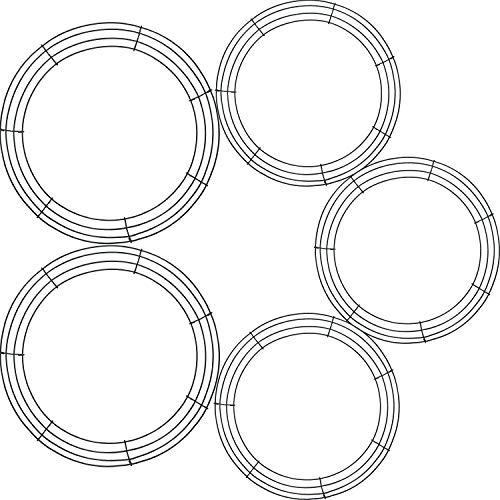 5 Pieces Christmas Metal Wreath Frame Ring Round DIY Macrame Floral Crafts Wire Wreath Form Christmas Decoration Door Craft (Deep Green, 12 Inch, 8 Inch)