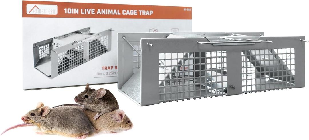 HOMESTEAD No Kill Mouse Traps Humane - Chipmunk Trap, Mouse Cage, Small Animal Live Trap, 10"x3"x3" for Mice, Rats and Voles
