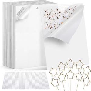 100 Pcs Gnat Sticky Traps for Plants, Transparent Double Sided Indoor Outdoor Pest Control for Fungus Gnats, Fruit Flies, Whiteflies, Aphids & Leaf Miners, Includes 10 Card Clips & 100 Twist Ties
