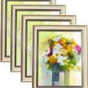 LUCKYLIFE 8x10 Picture Frame Set of 4, Beige Rustic Farmhouse Picture Frames for Table or Wall Hanging